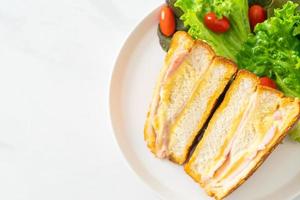 homemade sandwich ham cheese with salad photo