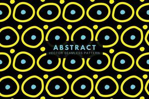 Organic yellow circles with tiny blue circles on a black background repeating pattern seamless vector