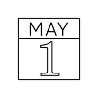 Calendar 1st of May flat icon on white background. International Workers Day. vector