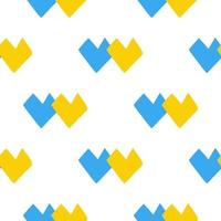 Seamless pattern with shape hearts Ukraine national blue and yellow color on white background vector