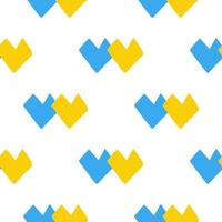 Seamless pattern with shape hearts Ukraine national blue and yellow color on white background vector