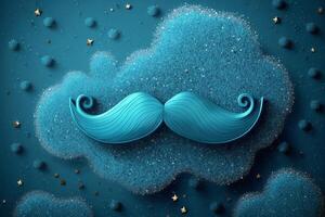 Blue abstract illustration with a mustache. International Men's Day, Father's Day. . photo