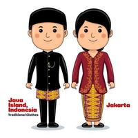 Couple wear Jakarta Traditional Clothes vector