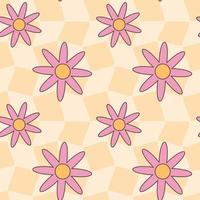Retro groovy hippie seamless pattern. Seamless abstract geometric pattern. Floral background. vector
