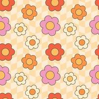 Retro groovy hippie seamless pattern. Seamless abstract geometric pattern. Floral background. vector