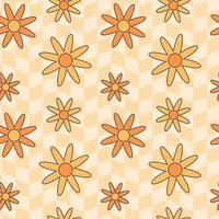 Retro groovy hippie seamless pattern. Seamless abstract geometric pattern. Floral background. vector