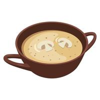 Mushroom soup puree. Mushroom puree soup. Vector illustration on a white background