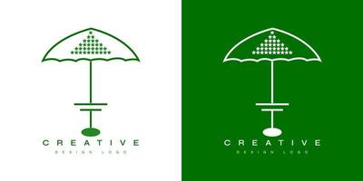 Beach Umbrella Logo with Vintage Style in Linear Concept. Parasol Logo Design Template. Usable for Business and Branding Logos vector