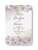 Elegant floral watercolor wedding invitation template vector