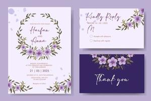 Elegant floral watercolor wedding invitation template vector