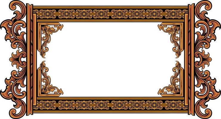 classic style frame vector design with fancy carved ornament