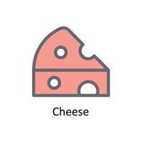 Cheese Vector Fill outline Icons. Simple stock illustration stock