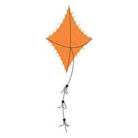 A wonderful colored orange fabric kite with decorations vector stock illustration in flat style isolated on white background