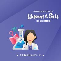 International Day Of Women And Girls In Science Design Vector