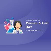 internacional día de mujer y muchachas en Ciencias diseño vector