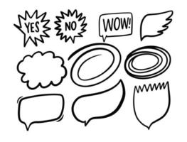 Bubble Speech set. Hand drawn black color doodle elements. vector