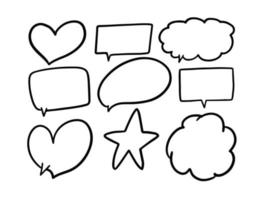 Hand drawn speech bubble set. Black color doodle style. vector