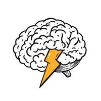 PrintaBrain idea lightning. Hand drawn cartoon style vector illustration.