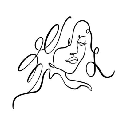 Abstract woman face line art style black color ink. 21959463 Vector Art at  Vecteezy