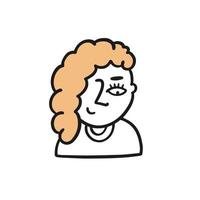 Girl face cartoon style. Hand drawn colorful avatar. vector