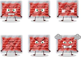 suelo carne dibujos animados personaje con varios enojado expresiones vector