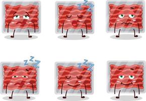 dibujos animados personaje de suelo carne con soñoliento expresión vector