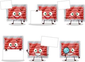 Ground meat cartoon character bring information board vector