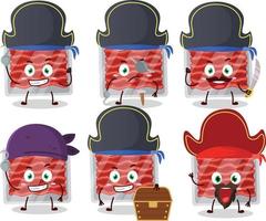 dibujos animados personaje de suelo carne con varios piratas emoticones vector