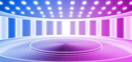 3D rendering neon metal texture empty stage futuristic technology space sense photo
