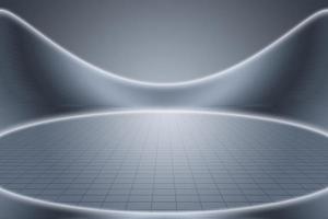 3D rendering of futuristic silver gray empty product display exhibition space photo