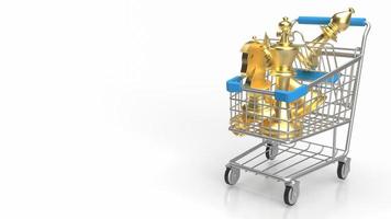 The gold chess in shopping cart on white Background 3d rendering photo