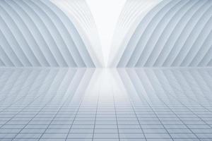 Abstract 3d rendering of empty white room with light in the middle. White interior wall facade and vertical ground space background 3d rendering. photo