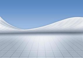 White abstract arc building structure with grid ground space background,3d rendering. photo