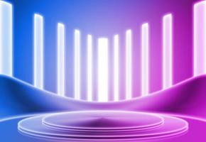 3D rendering neon metal texture empty stage futuristic technology space sense photo