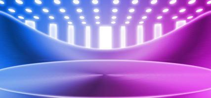 3D rendering neon metal texture empty stage futuristic technology space sense photo