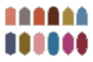 colección de oriental estilo islámico ventanas y arcos con atractivo colores vector