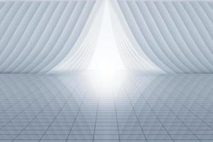 Abstract 3d rendering of empty white room with light in the middle. White interior wall facade and vertical ground space background 3d rendering. photo