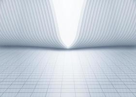 resumen 3d representación de vacío blanco habitación con ligero en el medio. blanco interior pared fachada y vertical suelo espacio antecedentes 3d representación. foto