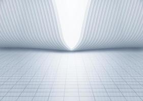 Abstract 3d rendering of empty white room with light in the middle. White interior wall facade and vertical ground space background 3d rendering. photo