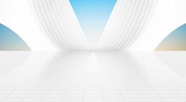 Modern white arch building with ground, with bright sky background,3D rendering. photo
