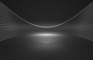 Dark modern curved building ground square space 3D rendering photo