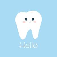 Cute vector illustration with white smiling tooth