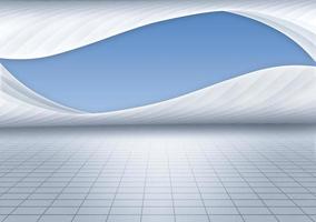 White abstract arc building structure with grid ground space background,3d rendering. photo