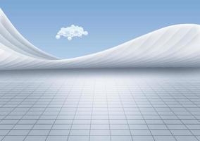 White abstract arc building structure with grid ground space background,3d rendering. photo