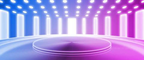 3D rendering neon metal texture empty stage futuristic technology space sense photo