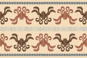 Ethnic Ikat fabric pattern geometric style.African Ikat embroidery Ethnic oriental pattern white brown cream background. Abstract,vector,illustration.For texture,clothing,wrapping,decoration,carpet. vector