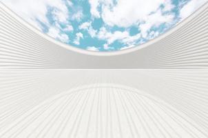 Creative modern curved building ground square space 3D rendering photo