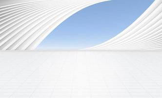 Modern white curved building with concrete pavement with bright sky background photo