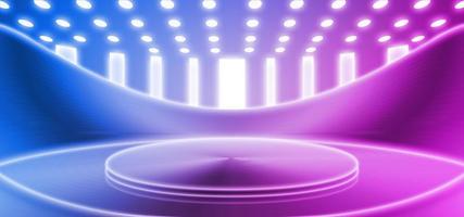 3D rendering neon metal texture empty stage futuristic technology space sense photo