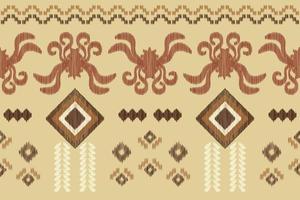 Ethnic Ikat fabric pattern geometric style.African Ikat embroidery Ethnic oriental pattern white brown cream background. Abstract,vector,illustration.For texture,clothing,wrapping,decoration,carpet. vector